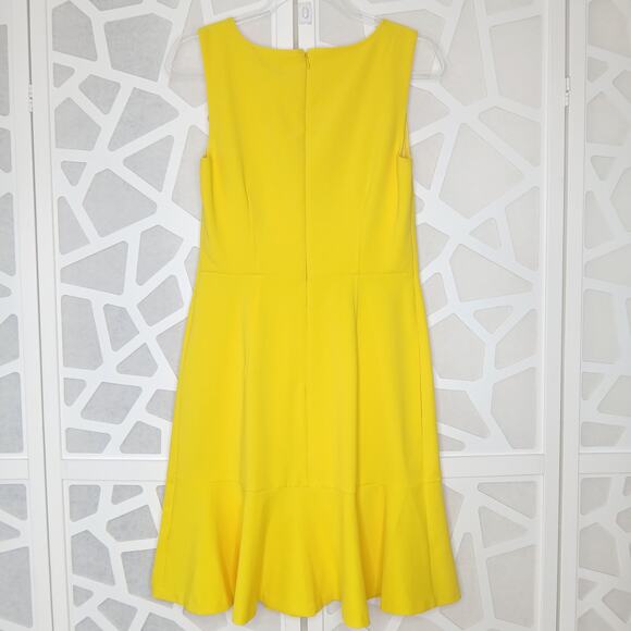 Lark & Ro Yellow Sleeveless Ruffle Hem Dress Womens 8 Work Office Career Casual - Picture 7 of 14